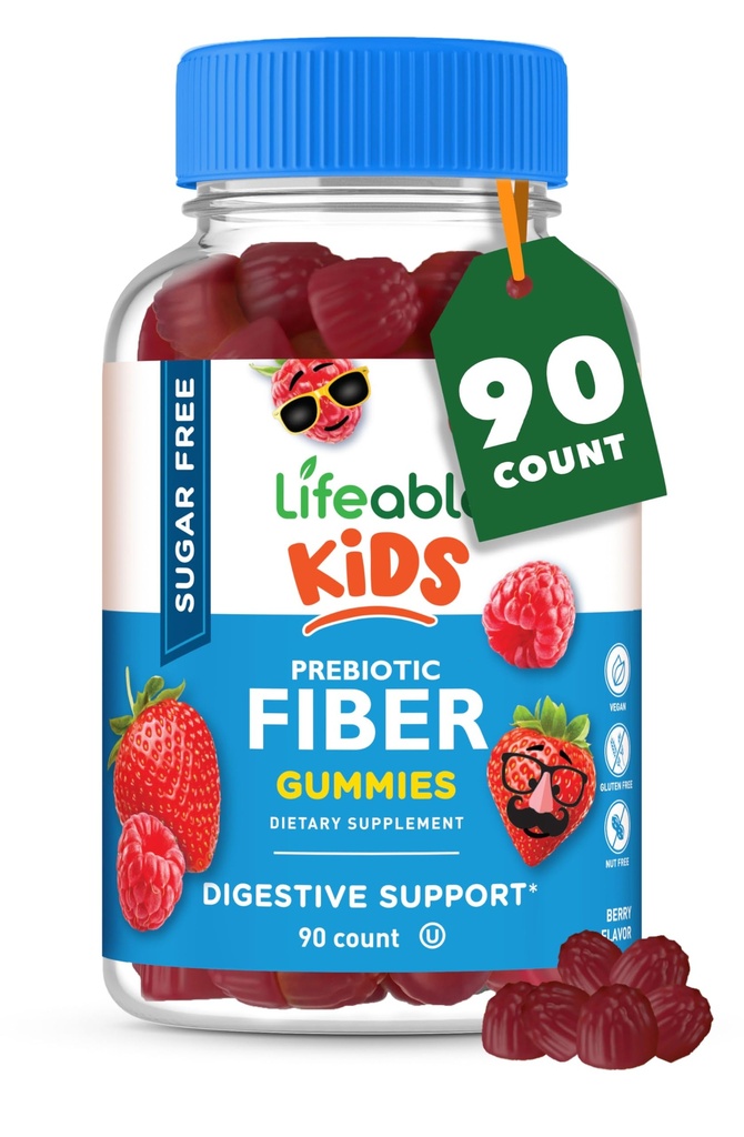 Lifeable Sugar Free Prebiyotik Kids Fiber Gummies | Çocuklar için 4g Fiber | Great Tasting Vegetarian Fiber Supplements for Kids | For Digestive Health | Fiber Gummies for Kids | 90 Probiyotiks Gummies