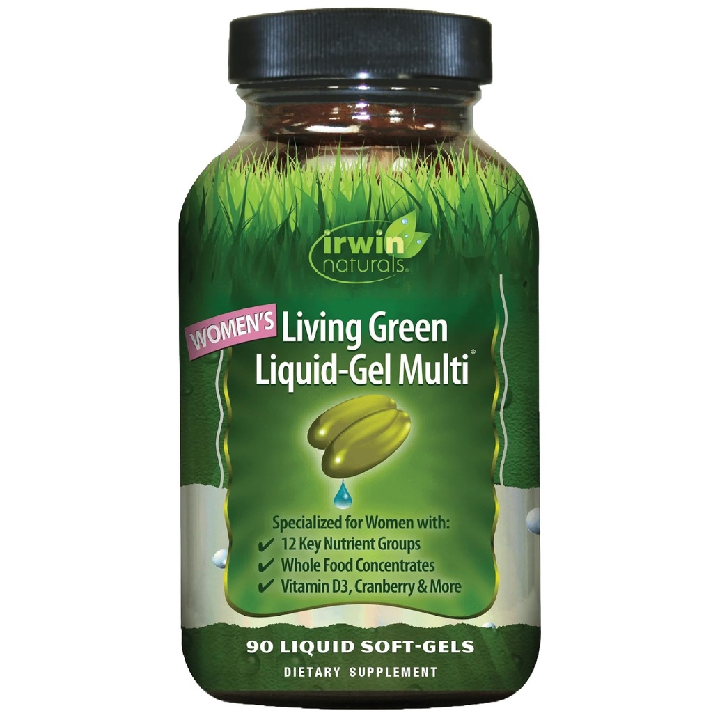 Irwin Naturals Women's Liquid-Gel Liquid Multi Vitamin - 70 Βασικά θρεπτικά συστατικά, Βιταμίνες, Μείγμα Ολόκληρων Τροφίμων - Στοχευμένη Υποστήριξη - 120 Liquid Softgels