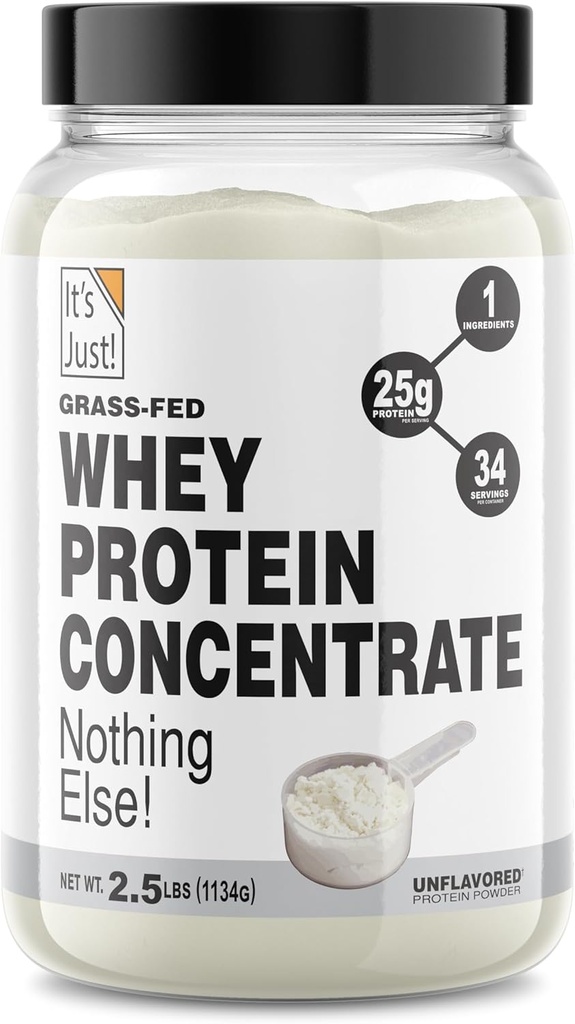 Sadece! -% 100 Whey Protein Yoğunluğu, Grass-Fed Pasture, Avustralya'da Made, RBST /rBGH Hormonları Ücretsiz, Premium SMA-80, Nodrew Flavors (Grass-Fed Unflavored, 2.5 Pound)