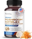 Lion's Mane, Cordyceps & Turkey Tail ile Organik Mushroom Kompleksi – Beyin, Memory & Immune Support – 180 Capsules (6-Month Supply)