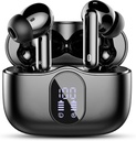 Kablosuz Earbuds, Bluetooth 5.4 Foots Bass Stereo, Ear Buds with Gürültü Cancelling Mic LED Ekran, IP7 Earphones, 36H Playtime for Laptop Pad Phones Sports Workout, Black