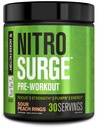 Jacked Factory NITROSURGE Pre Workout Supplement - Endless Energy, Instant Strength Gains, Clear Focus, Intense Pumps - NO ATM & Güçlü Preworkout Energy Toz - 30 Hizmet, Sour Peach Ring