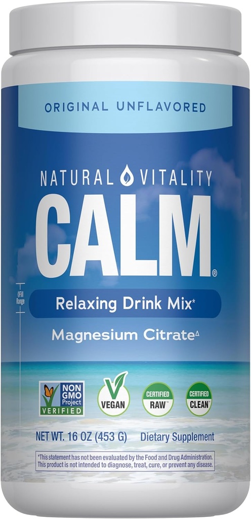 Doğal Vitality Calm, Magnezyum Supplement, Anti-Stress Drink Mix Toz, Gluten Free, Vegan, & Non-GMO, Original Unflavored, 16 ozzzlavored, 16 ozz