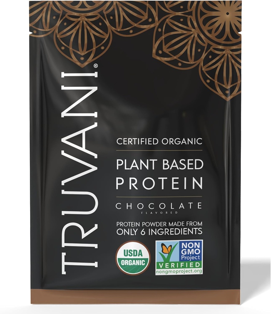 Truvani Vegan Pea Protein Toz | Çikolata | 20g Organik Bitki Tabanlı Protein | 1 Hizmet | Keto | Gluten & Dairy Free | Low Carb | No Ek Olmayan Şeker