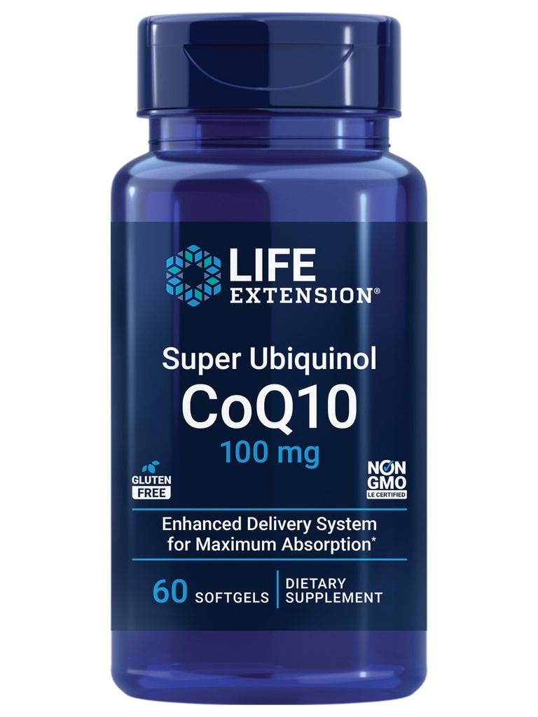 Life Extension Super Ubiquinol CoQ10, Kalp Sağlığı Tamam, Hücre Enerji, oksidatif Stres Savunma, En Az Apsiyon, 100 mg, Non-GMO, Gluten-Free, 60 softgels