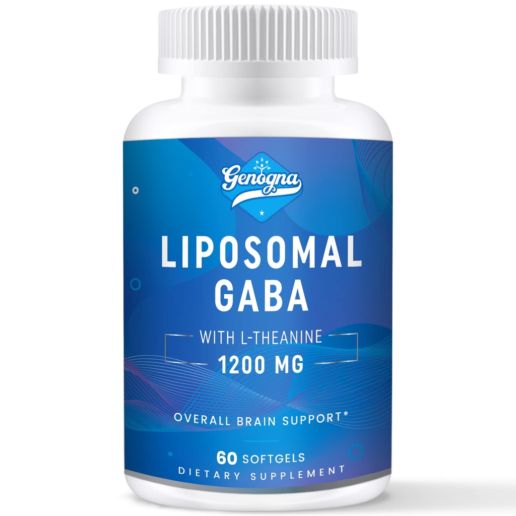 GABA με συμπλήρωμα L-Θεανίνης 1200mg - Υψηλή Βιοδιαθέσιμα συμπληρώματα λιποσωμικής GABA, 60 κάψουλες για ενήλικες