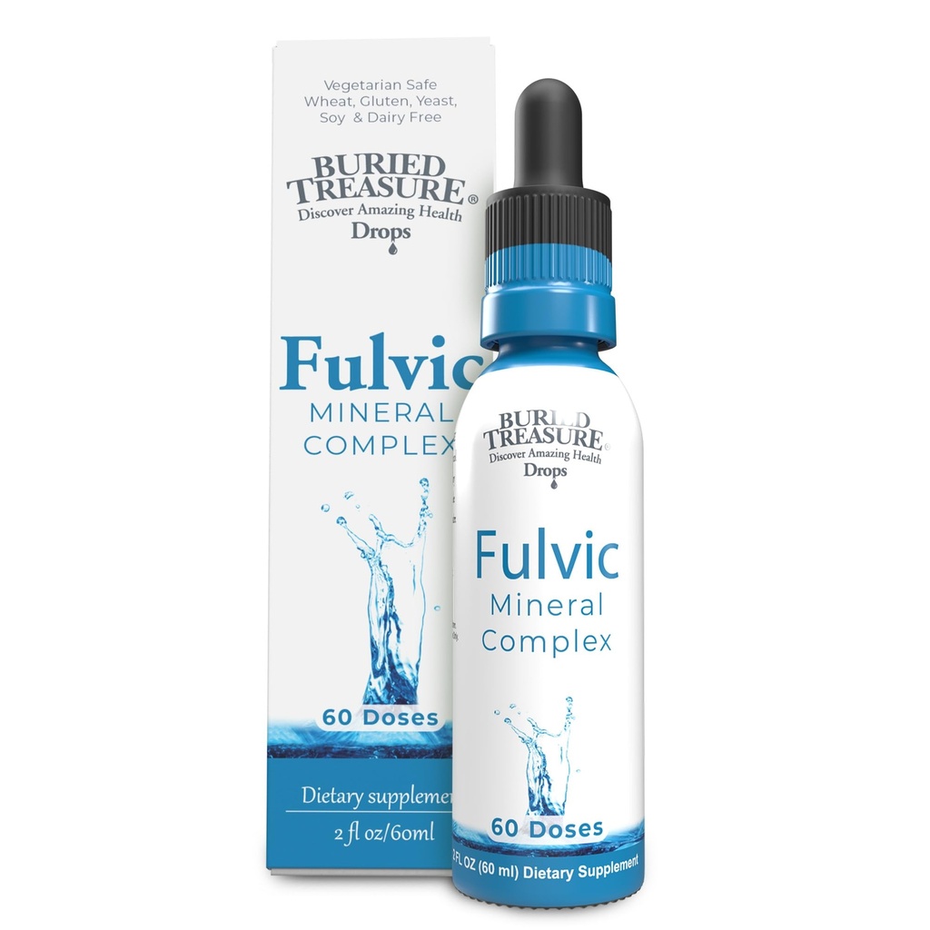 Buried Treasure Fulvic Mineral Drops – 295mg Trace Minerals, Ionic Fulvic Acid Supplement for Hydration, Energy & Electrolyte Support, Vegan, Non-GMO, 2 fl oz Liquid Drops