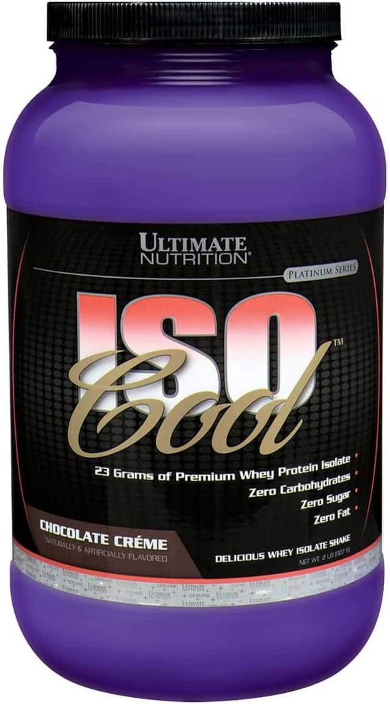 Ultimate Nutrition ISO Cool Whey Isolate Protein Powder - Κετοφιλική - Ζάχαρη, υδατάνθρακες και λίπος-ελεύθερο - 23 γραμμάρια πρωτεΐνης ανά υπηρεσία, σοκολάτα, 2 λίρες