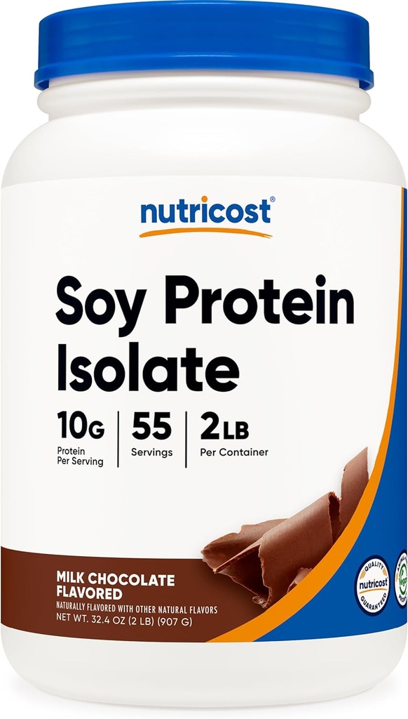 Nutricost Πρωτεΐνες σόγιας Απομονωμένη σκόνη, 2 LB σοκολάτα γάλακτος - 10 γραμμάρια πρωτεΐνης ανά υπηρεσία, Vegan, GMO-free & Gluten Free