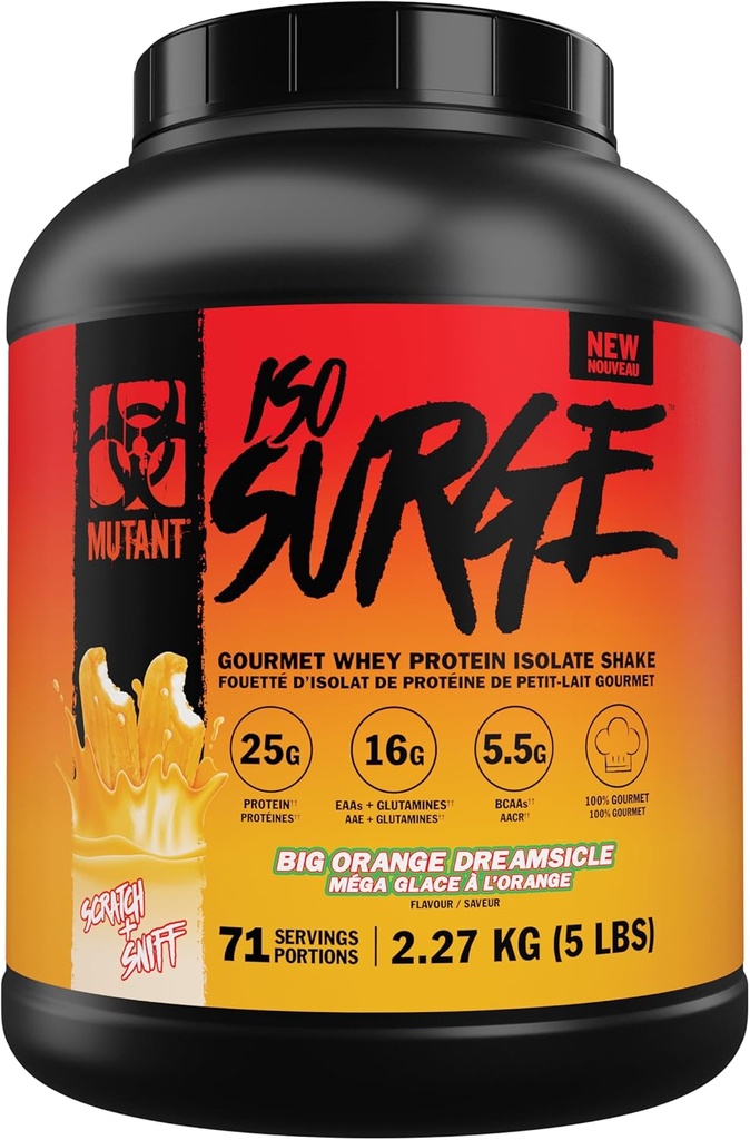 Μεταλλαγμένη ISO έξαρση πρωτεΐνης Whey Isolate σκόνη δρα γρήγορα για να βοηθήσει στην ανάκτηση, να χτίσει τους μυς, τη μάζα και τη δύναμη (5 Λίρες, μεγάλη κρέμα πορτοκάλι)
