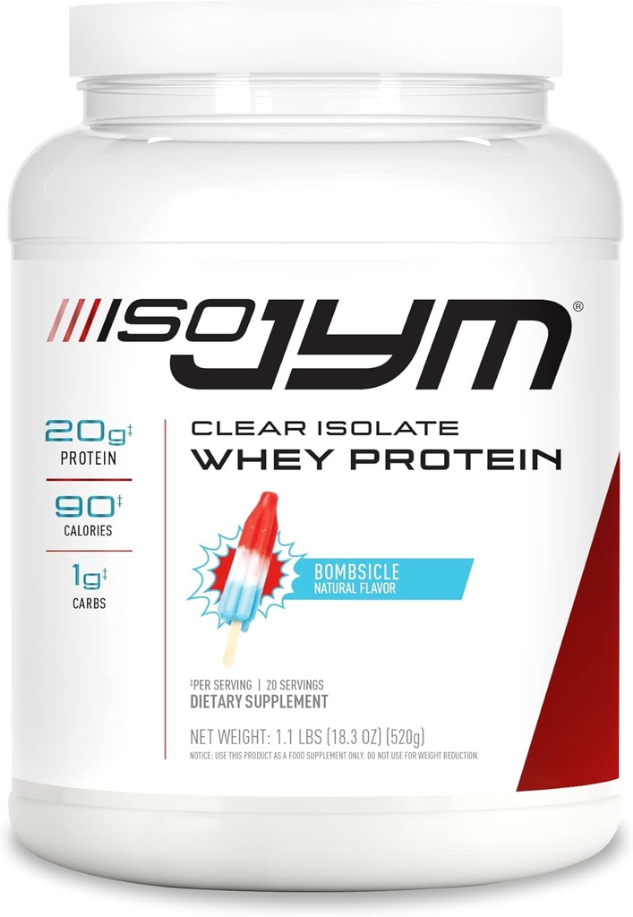 JYM Supplement Science Iso JYM Bombsicle, 90 Calories,% 100 Whey proteini, Zero Fat, Zero Sugars, Mixes Clear, for Women & Men, 20 Hizmetler