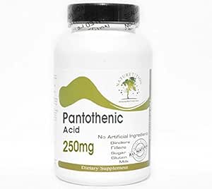 Pantothenic Acid 250mg ~ 200 Capsules - No Additives ~ Naturetition Supplements
