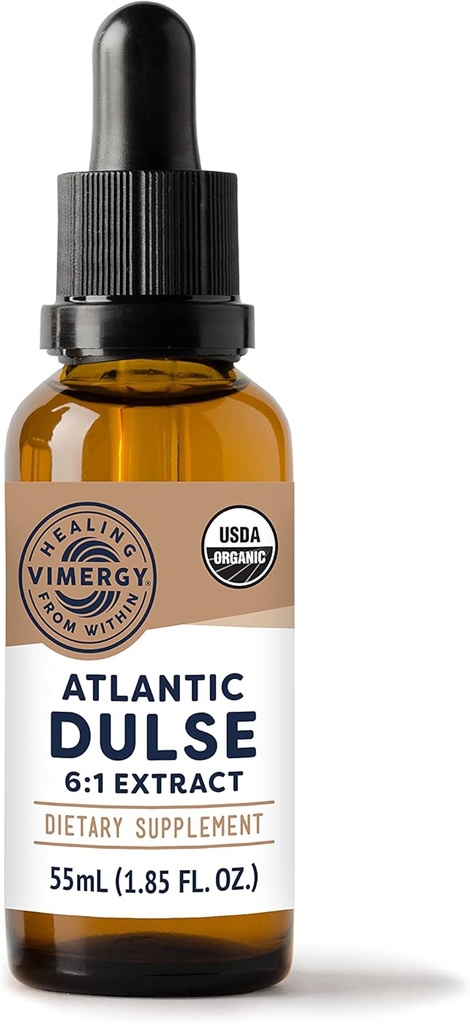 Vimergy Atlantic Dulse Liquid – Αντιοξειδωτική υποστήριξη* – Προωθεί την ελεύθερη ριζική προστασία* – Βιολογικό, Vegan, Gluten-free – 55 εξυπηρετήσεις (55 mL)