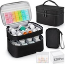 Tıp Organizecı Bag, Çift Katmanlar Pill Şişe Depolama 120 Pill Pouch Travel Baggies, Portreatif Tıp Depolama Bag for Pills, Vitaminler, Ev Deposu için Tıbbi Malzemeler, İlk Yardım