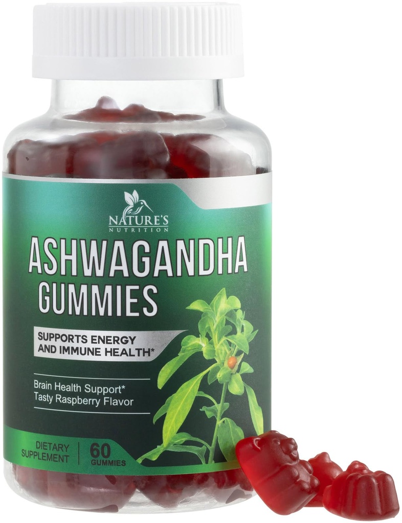 Ashwagandha Gummies 30:1 3000 mg - Vegan, Plant bazlı, Non-GMO, Gluten-Free & Gelatin Free, Ashwagandha Supplement for Women & Men, Natural Calm, Relaxation, & Immune Support, 60 Gummies