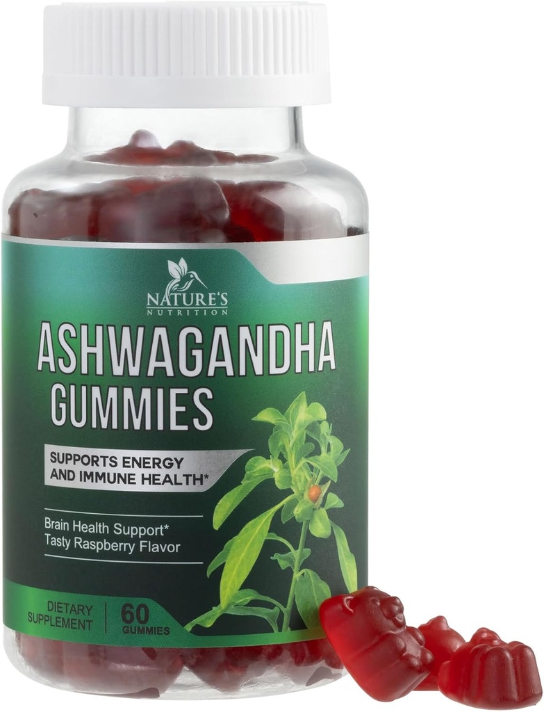Ashwagandha Gummies 30:1 3000 mg - Vegan, Plant bazlı, Non-GMO, Gluten-Free & Gelatin Free, Ashwagandha Supplement for Women & Men, Natural Calm, Relaxation, & Immune Support, 60 Gummies