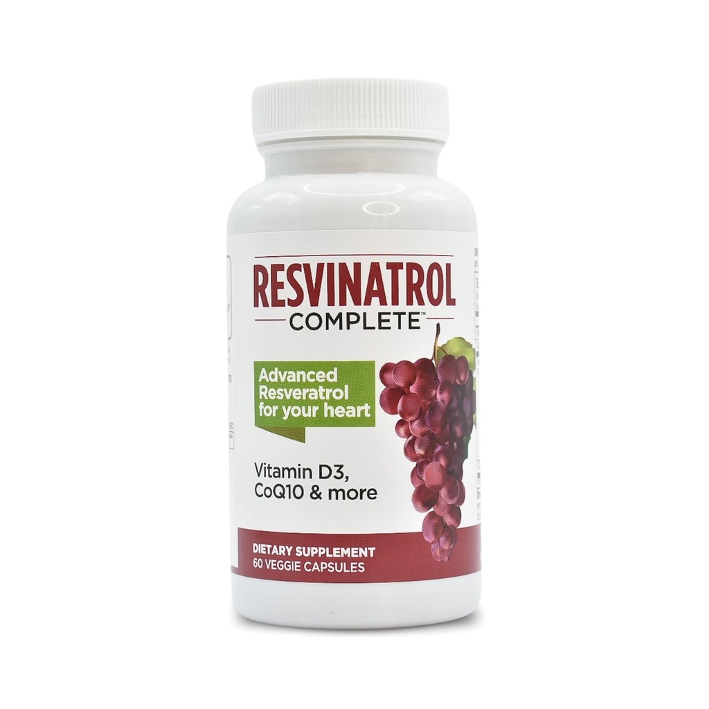 Καψάκια, 60 Count- Resveratrol συμπλήρωμα υποστηρίζει υγιή γήρανση, την υγεία της καρδιάς, και ανοσοποιητική λειτουργία με Quercetin, εκχύλισμα σπόρων σταφυλιών, βιταμίνη D3 και CoQ10