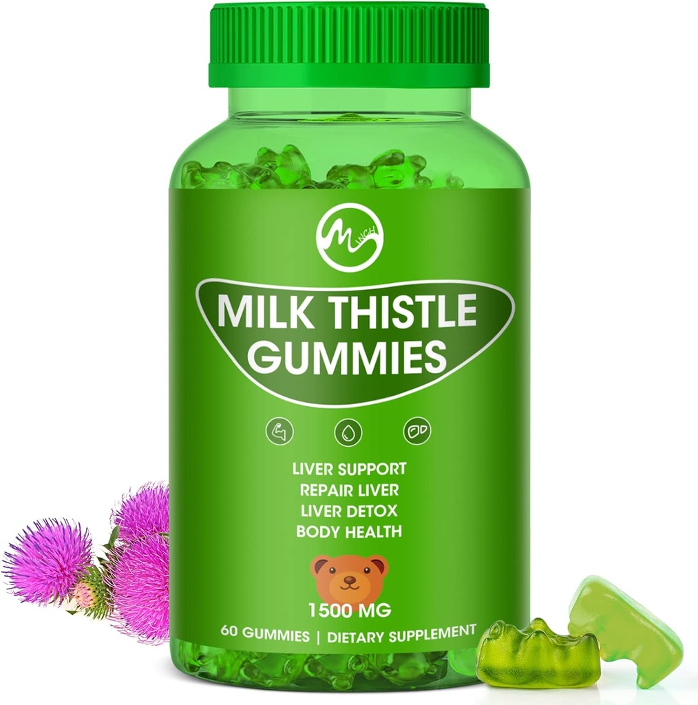 Milk Thistle Gummies, Liver Cleanse Gummy, Organic Liver Detox Supplements for Men & Women - 60 Gummies (60 Count (Pack of 1))