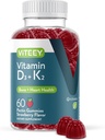 VITEEY Vitamin D3 K2 Gummies - 1000 IU Vitamin D3 ve K2 100mcg - Vejetaryen, Gelatin Free, GMO Free - Tasty Chewable D3K2s Strawberry Flavored Gummy