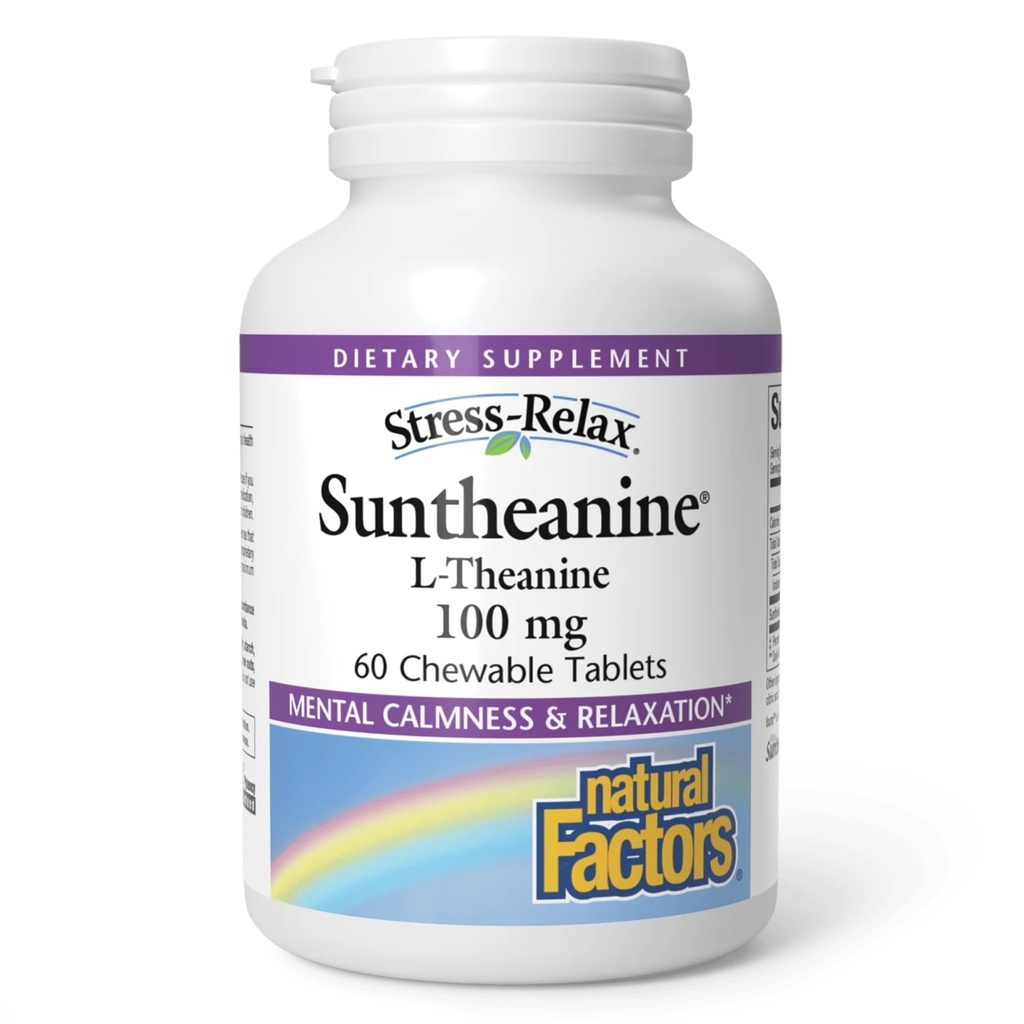 Doğal Faktörler Suntheanine L-Theanine 100 mg - Calm Outlook için Sağlık Supplement - L-Theanine Supplement Supports Relaxing Sleep & Aids Against Drowsiness - 60 Chewable Tabletler (30 Hizmetler)