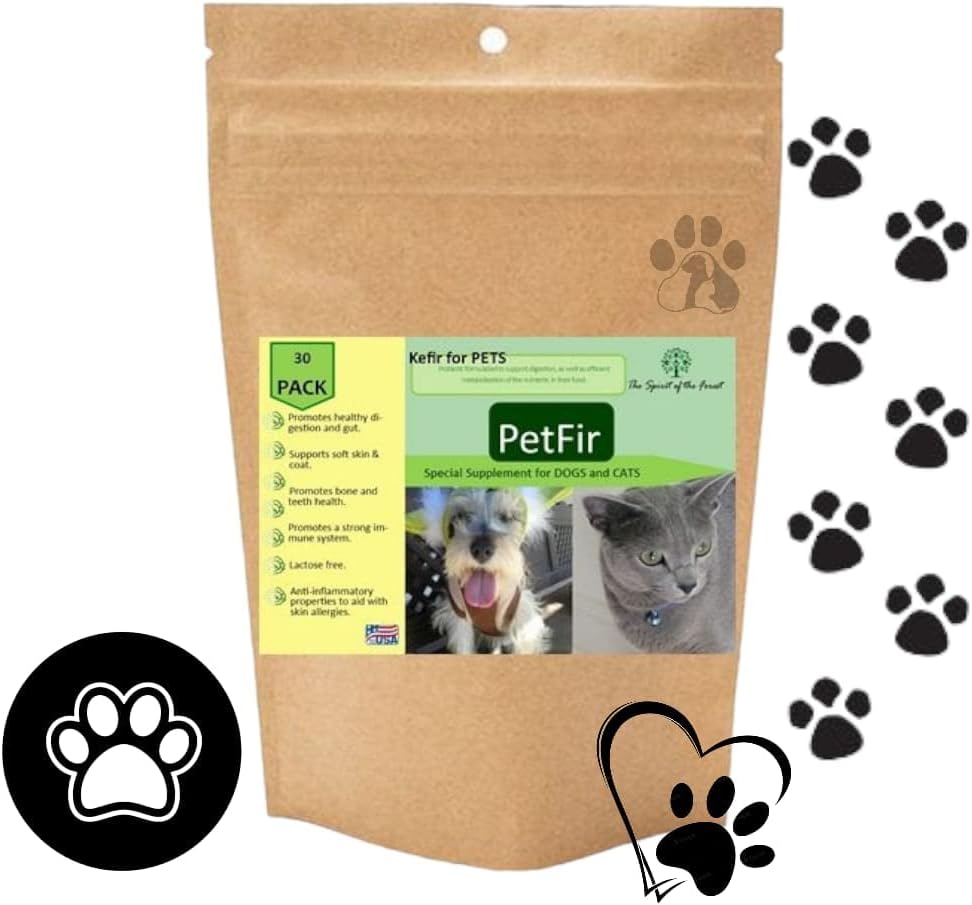 Petfir Pack Kefir for Dogs and Cats Supplement Pets probiyotik köpeği, köpek için probiyotik formülü geliştirdi (50 gr)