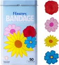 Bioİsviçre Çocuklar Bandajlar, Çiçekler Kendi Yapıştırıcı Bandage Seti, Latex Free, Sterile Yara Bakımı, 50 Kont