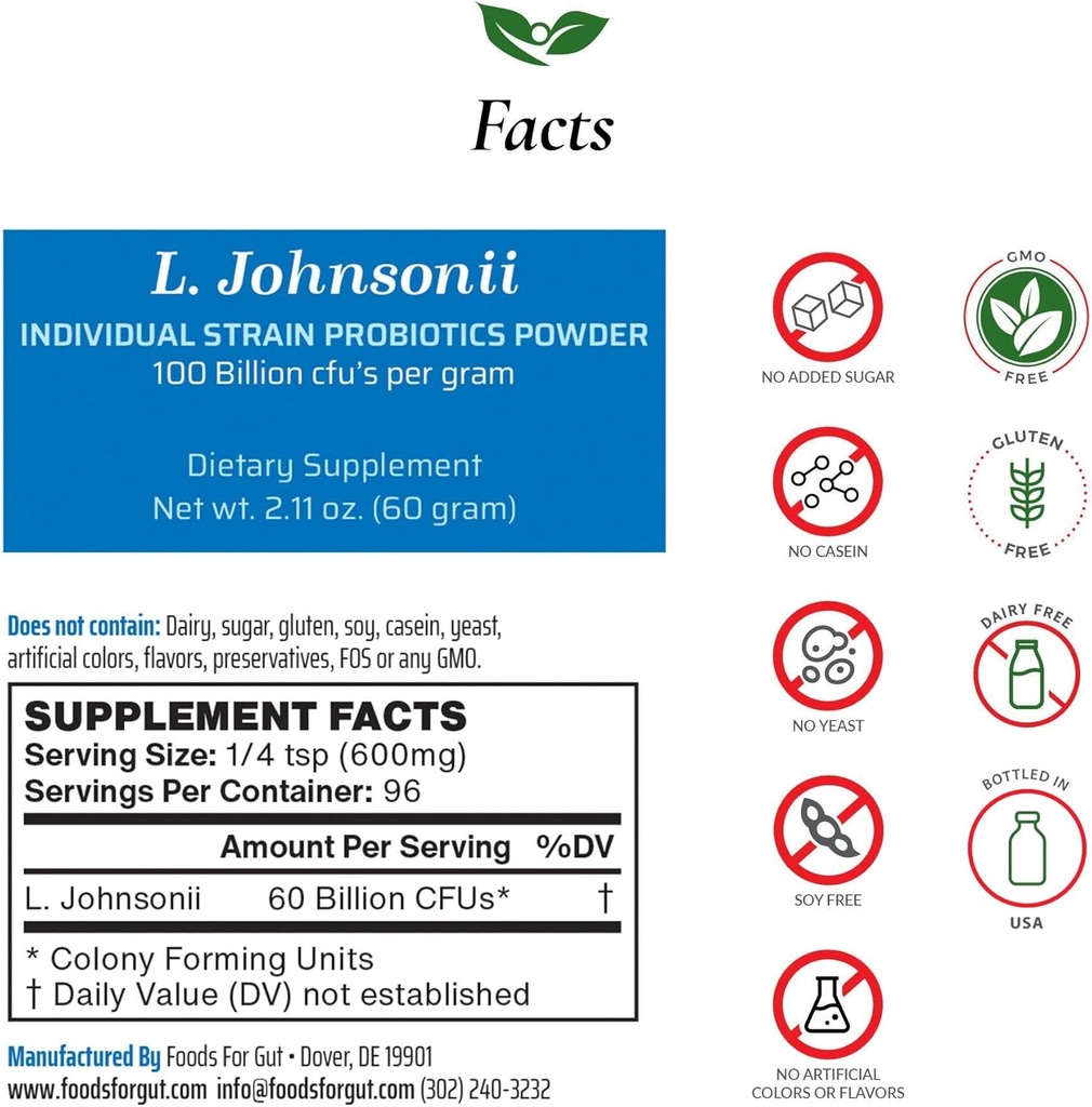 Τρόφιμα για Gut Lactobacillus Johnsonii Probiotic Powder 100 Billion cfu's 