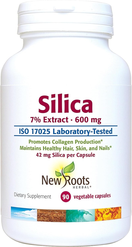 Silica 7% Ekstraksiyon Supplement (90 Capsules) - Capsule başına 600 mg - Silica Supplement - Destek Saç Çiçeği ve Skin | NEW ROOTS HERBALAL