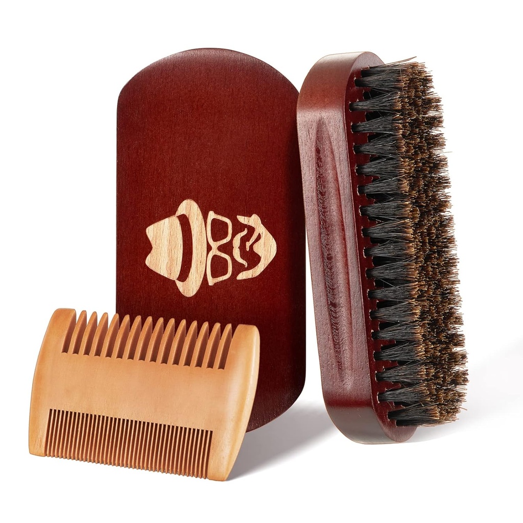 Ayıd Rotor,% 100 Boar Bristle Natural Black Walnut Wood Beard Comb Hair Mustache Shaving Finger Face Saç Fırça