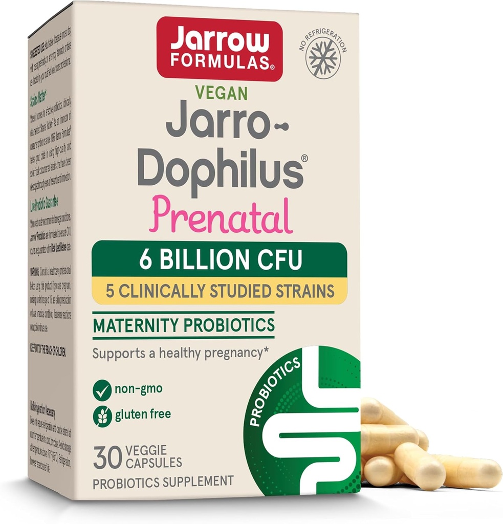 Jarrow Formulas® Jarro-Dofilius® Kadınlar için Prenatal Probiyotikler, 6 Milyar CFU, Sağlıklı Bir Hamileliği Destekler, 30 Veggie Capsules, 30 Gün Supply