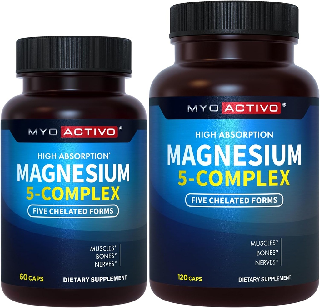 60ct + 120ct - MyoActivo 5-in-1 Magnezyum Kompleksi - Yüksek Abhidrasyon - Chelated Magnezyum