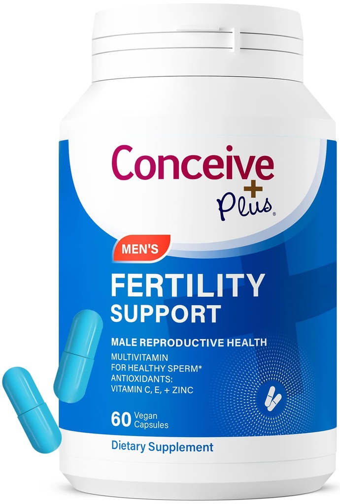 CONCEIVE PLUS Ferttitude Support for Men | Ferttitude Supplements for Men with çinko, C, E, Selenium | Mottitude Activator Multivitamin for Sperm Health & Conception | 60 Caps for 30 Days