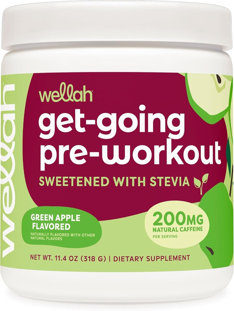 Wellah Get-Going Pre-Wortout Mix ποτό (Πράσινο μήλο Γεύση, 30 εξυπηρετούν)