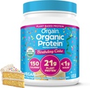 Orgain Organic Vegan Protein Toz, Doğum Tarihi - 21g Plant bazlı Protein, 7g Prebiyotik Fiber, Low Net Carb, No Lactose Materialss, NoEDIT Sugar, Non-GMO, Shakes & Smoothies için, 1.02 lb