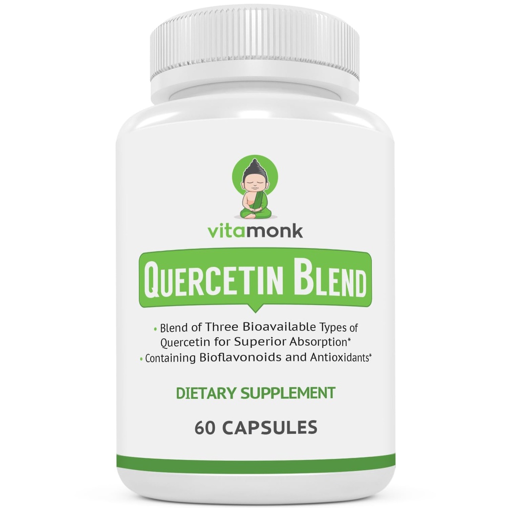 VitaMonk Quercetin Complex - 3 Βιοενεργές μορφές Quercetin - Isoquercetin, Quercetin Dihydrate και Quercetin Phytosome - για Superior Απορρόφηση - Quercetin 500mg Κάψουλες - Quercetin με Bromelain