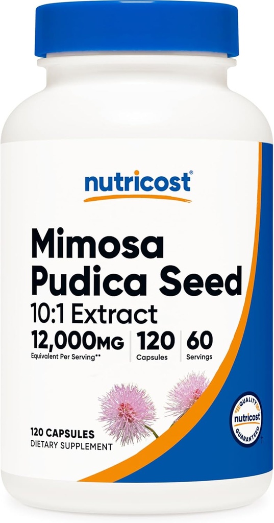 Nutricost Mimosa Pudica Seed 10:1 Extract (120 κάψουλες, 60 σέρβις) (12.000 MG ανά σέρβις) - Μη-ΓΤΟ, Ζώο-ελεύθερο προϊόν