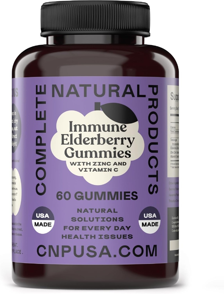 Elderberry Gummies - 60 Kont Natural with çinko, Vitamin C, & Elderberry (Sambucas)