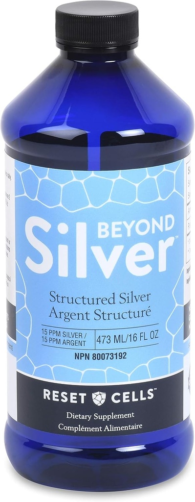 Silver Structured Silver Çözümünin Ötesinde - 15ppm - 16oz - Immune Support için Saf Colloidal Gümüş Sıvı - Surface Water Diyetary Supplement