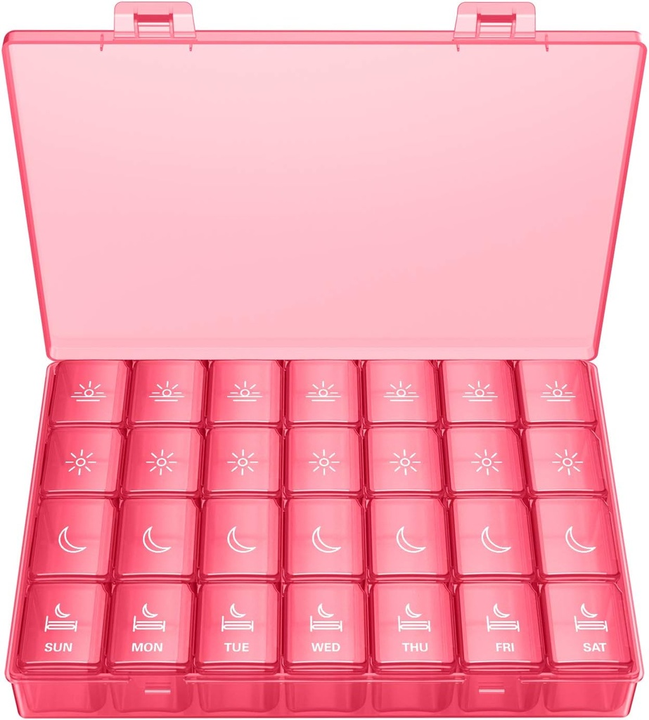 XL Pill Organizer 4 φορές την ημέρα, BUG HULL Extra Large Weekly Pill Box Case, 7 ημέρες Vitamin Container Daily Pill Holder για Cod-Liver Oil, Βιταμίνες, Συμπληρώματα