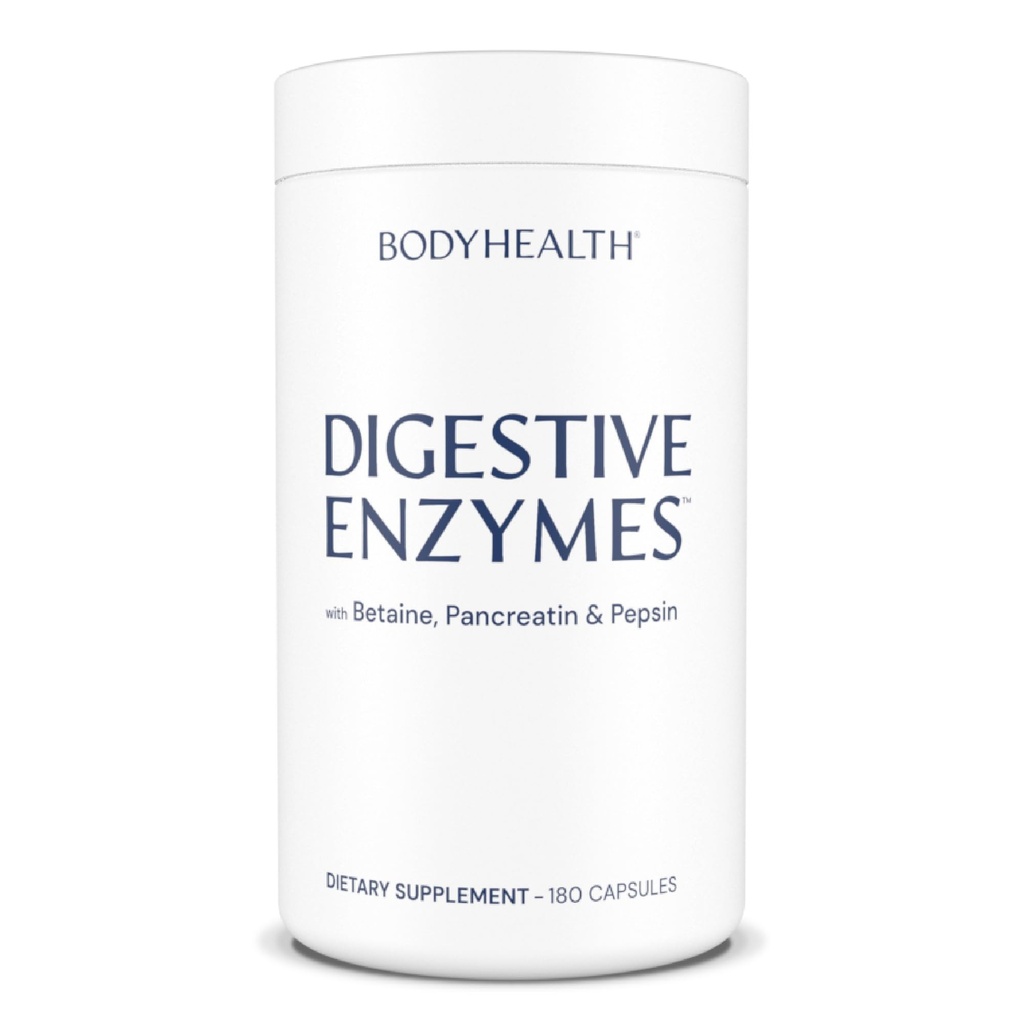 BodyHealth Digestive Enzymes Full Spectrum Digestive Support (180 kapak), Betaine, Pepsin, Pancreatin BPP Enzymes ve Probiyotikler ile yüklendi, Stomach Bloating, Heartburn, Gas, Constipation