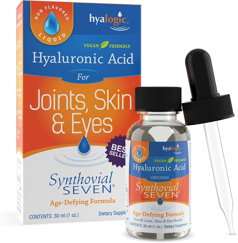 Hyalologic Synthovial Seven - στοματικό συμπλήρωμα Υαλουρονικό οξύ 1oz - Liquid HA Υποστηρίζει το δέρμα, τα μάτια και την ενυδάτωση των χειλιών - Vegan, χωρίς γλουτένη 1 ουγγιά