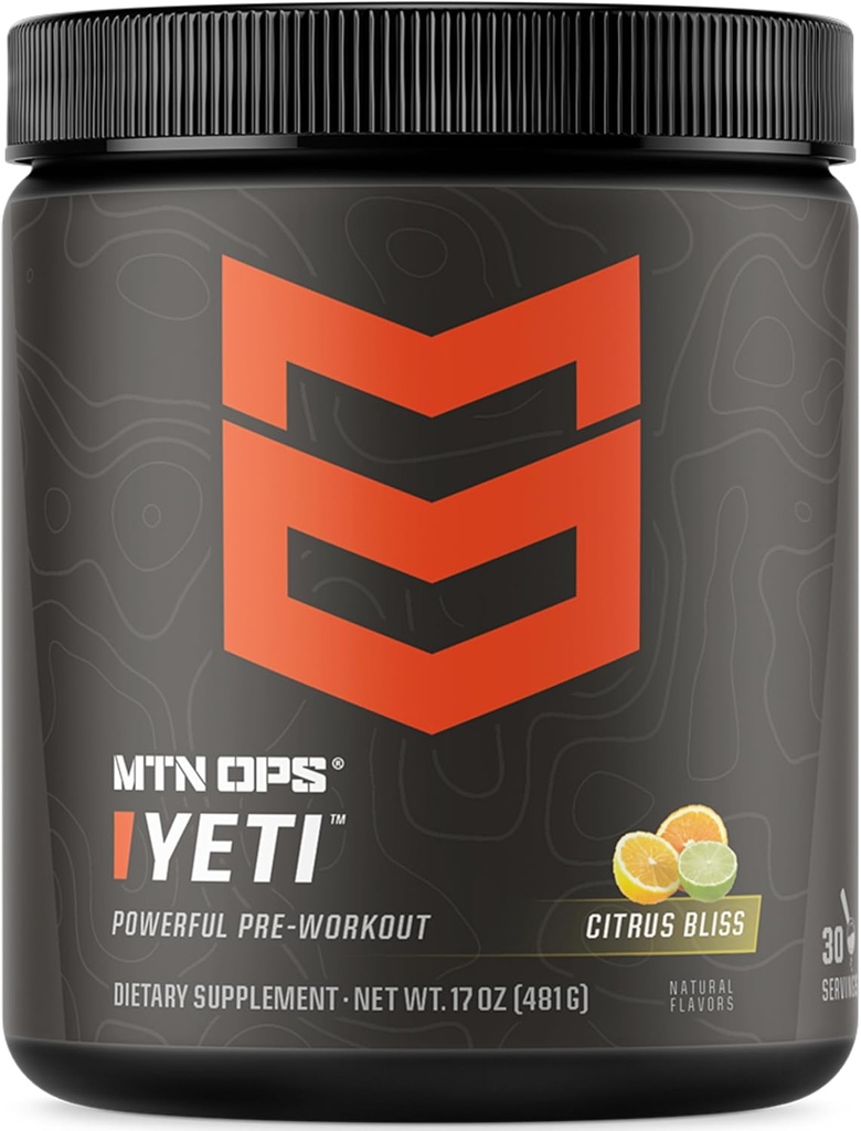 MTN OPS Amai Pre-Workout Toz Enerji Kreta, 200 mg Caffeine & BCAAs with Beta Alanine, 30-Serving Tub, Citrus Bliss