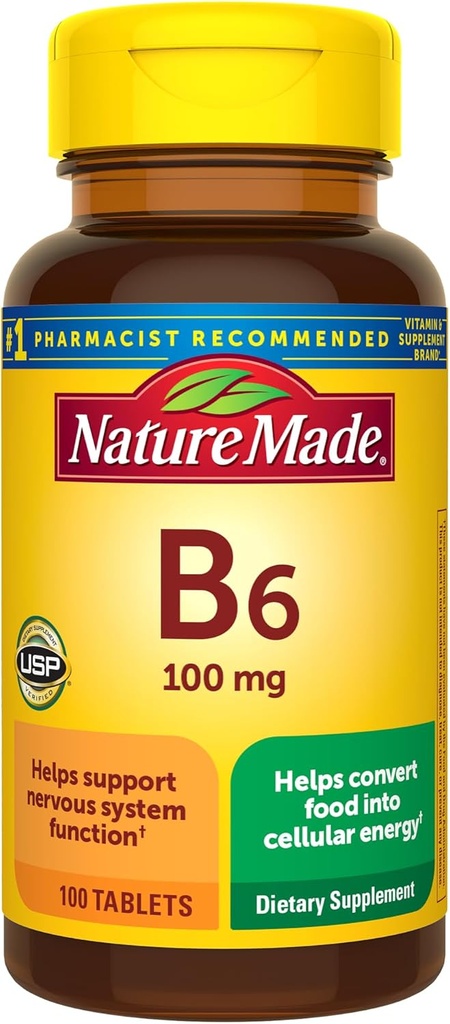 Nature Made Vitamin B6 100 mg δισκία, 100 Count for Metabolic Health