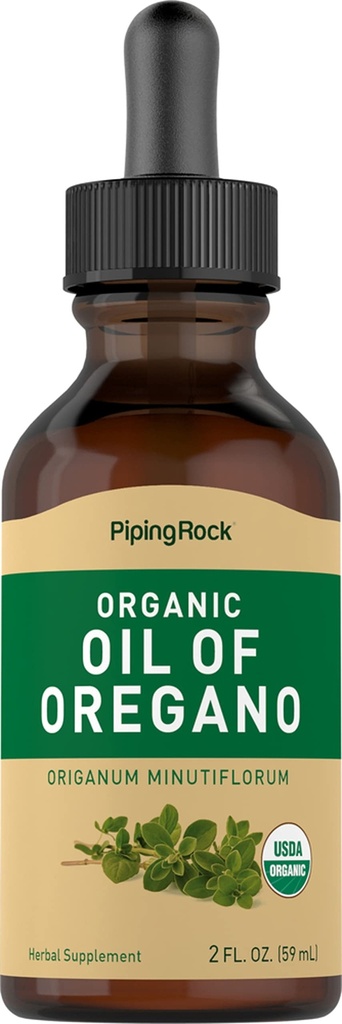 Piping Rock Oil of Oregano Organic Liquid Drops | 2 fl oz | Ekstra Virgin Zeytinyağı ile | Herbal Extract Supplement | Non-GMO, Gluten Free