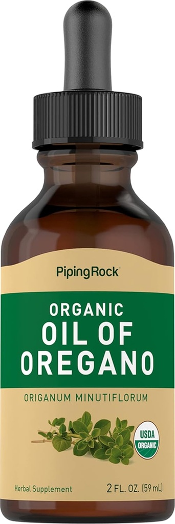 Piping Rock Oil of Oregano Organic Liquid Drops | 2 fl oz | Ekstra Virgin Zeytinyağı ile | Herbal Extract Supplement | Non-GMO, Gluten Free
