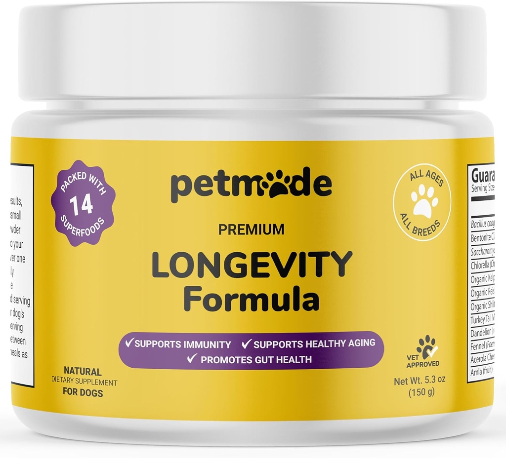 Turkey Tail Mushroom for Dogs - Βιταμίνες Σκύλων και Συμπληρώματα - Πρεβιοτικά & Προβιοτικά για Μακροζωία, Ανοσολογική Υποστήριξη & Διέγερση - με Chlorella, Dandelion Root, Βιταμίνη Ε & More- 5.3 Oz