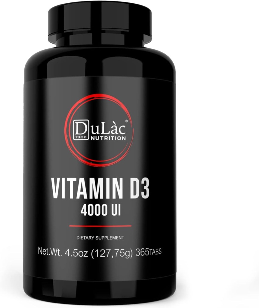 Dulàc - Συμπλήρωμα βιταμίνης D3 4000 IU, προάγει την απορρόφηση ασβεστίου & φωσφόρου, υποστηρίζει οστά, δόντια, μύες & ανοσοποιητικό σύστημα, 365 δισκία, Made in Italy