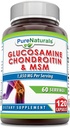 Pure Naturals Glucosamine Chondroitin & MSM Supplement | 1850 Mg per Service | 120 Capsules | Non-GMO | Gluten-Free | Made in USA