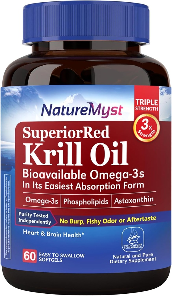 Krill Oil, 1000 mg, Omega 3s, DHA EPA & Astaxanthin Phospholipids, Non-GMO, No Fishy Taste, Made in the USA, Professional Grade 60 Liquid Softgels