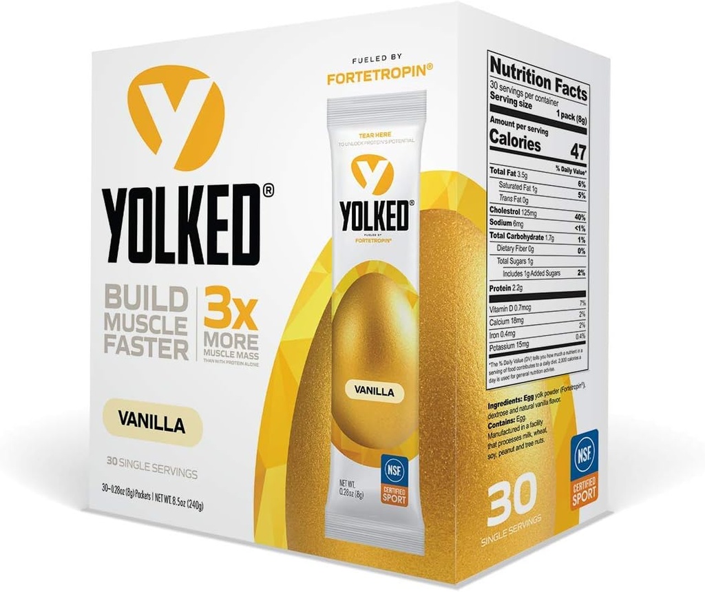 YOLKED - NSF-Certified Muscle Building Supplement - Help Increase Lean Muscle, Reduce Muscle Loss, and Improve Recovery with Fortetropin, 30 Servings